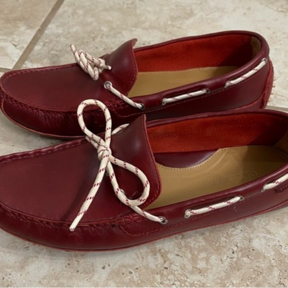 Cole Haan Men's Red Leather Slip-On Loafers